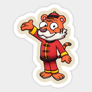 2022 Chinese New Year Cute Tiger In Chinese Costume Sticker